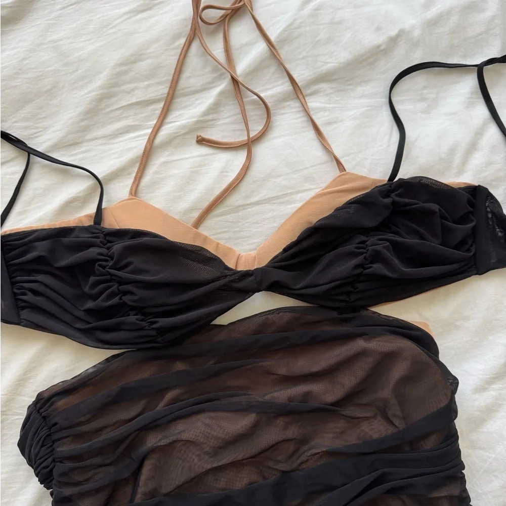 House of CB Tibi Black Cutout Ruched Midi Dress - Picture 3 of 5